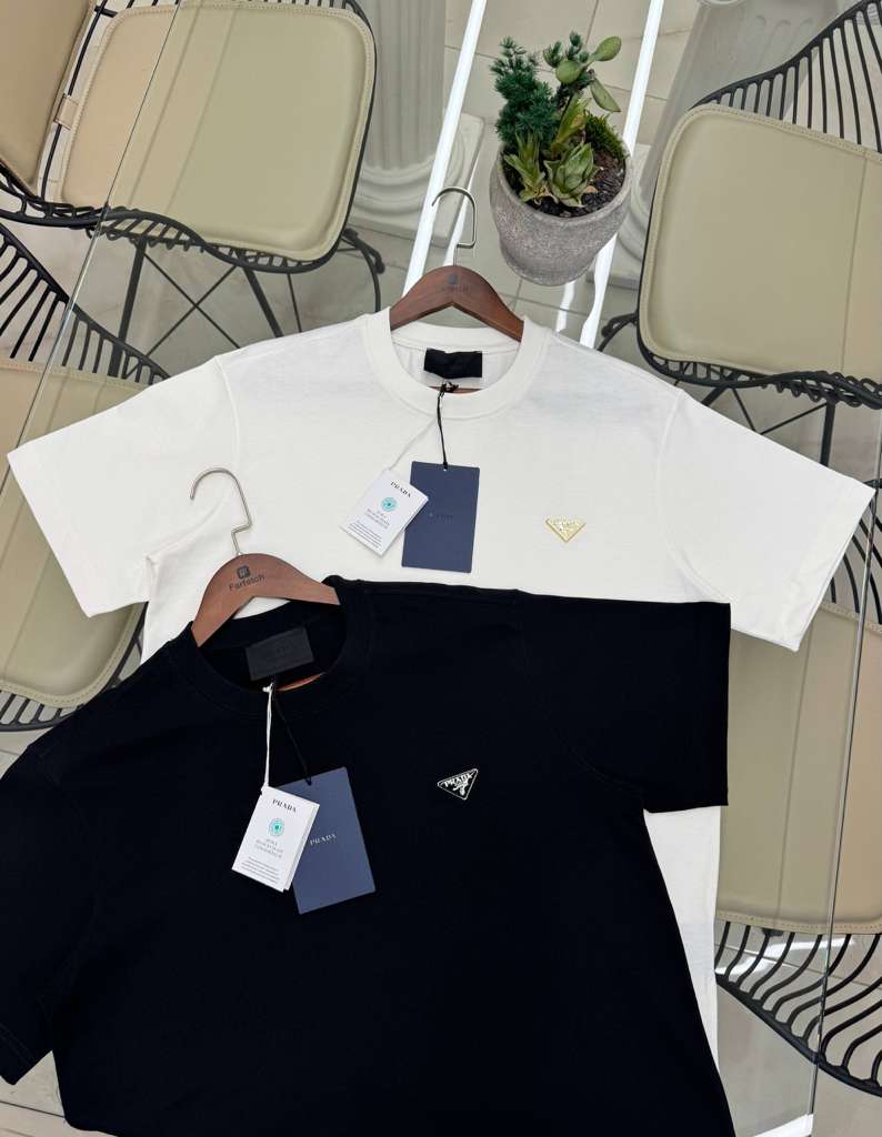 Prada Triangle-Logo Terry T-shirt