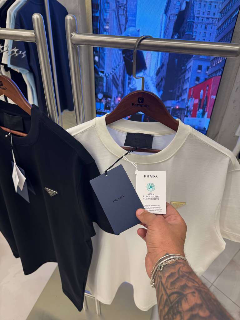 Prada Triangle-Logo Terry T-shirt