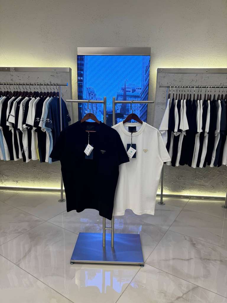 Prada Triangle-Logo Terry T-shirt