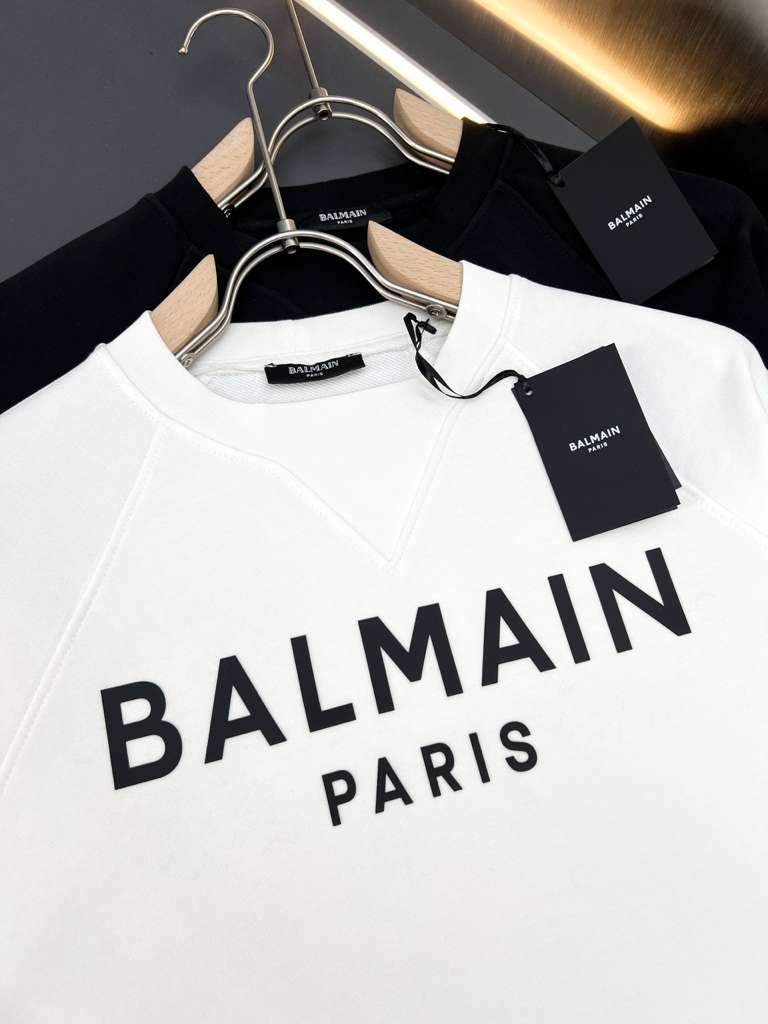 Balmain Logo crewneck ribbed finish