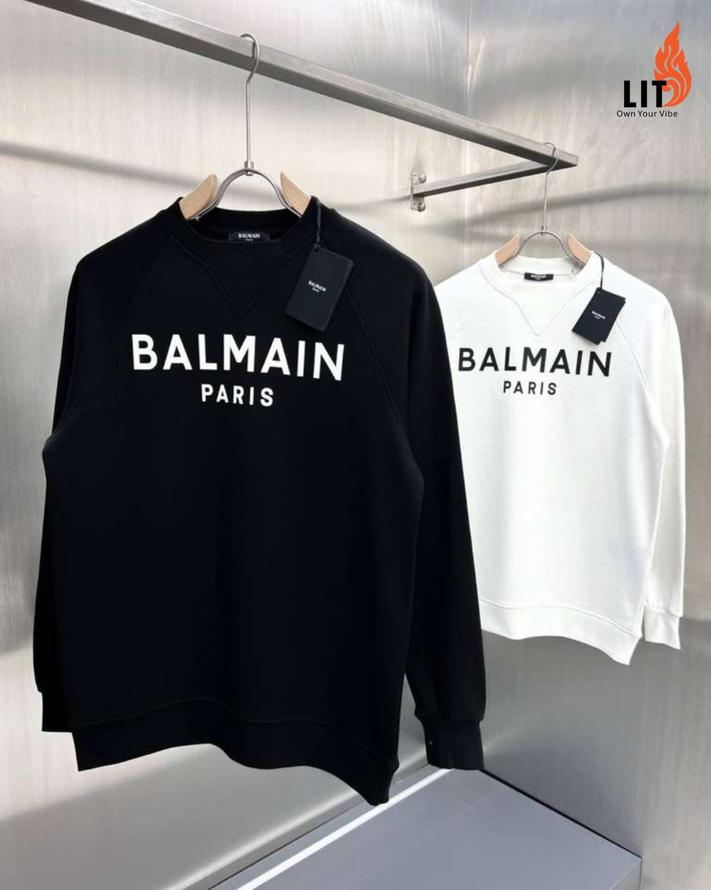Balmain Logo crewneck ribbed finish
