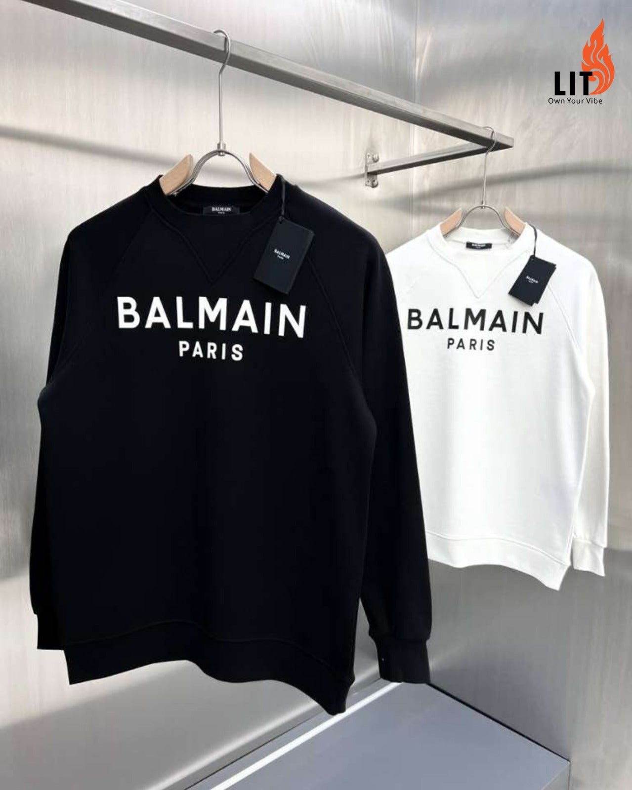 Balmain Logo crewneck ribbed finish