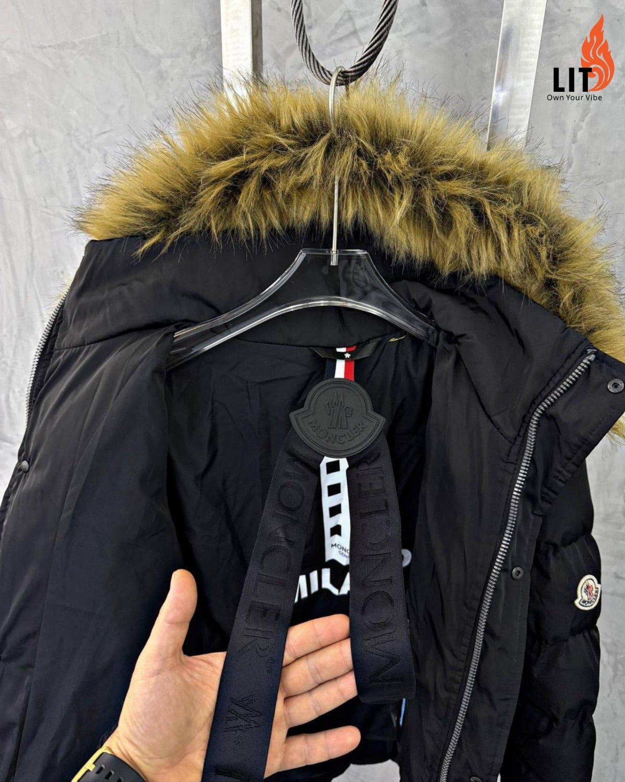 Moncler Mayaf Faux Fur Trim Hooded Down Puffer Jacket