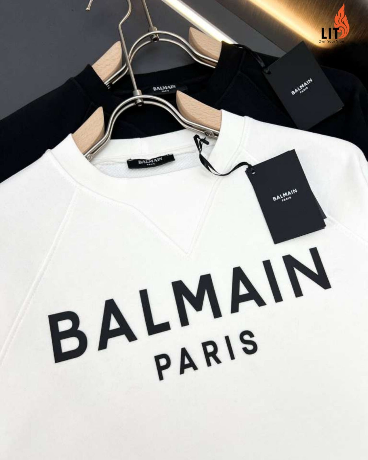 Balmain Logo crewneck ribbed finish