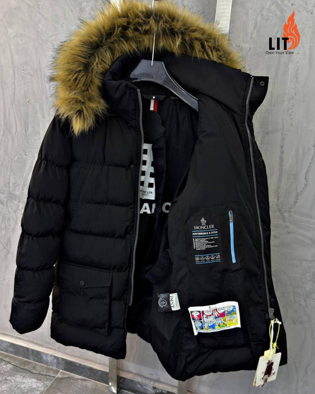 Moncler Mayaf Faux Fur Trim Hooded Down Puffer Jacket