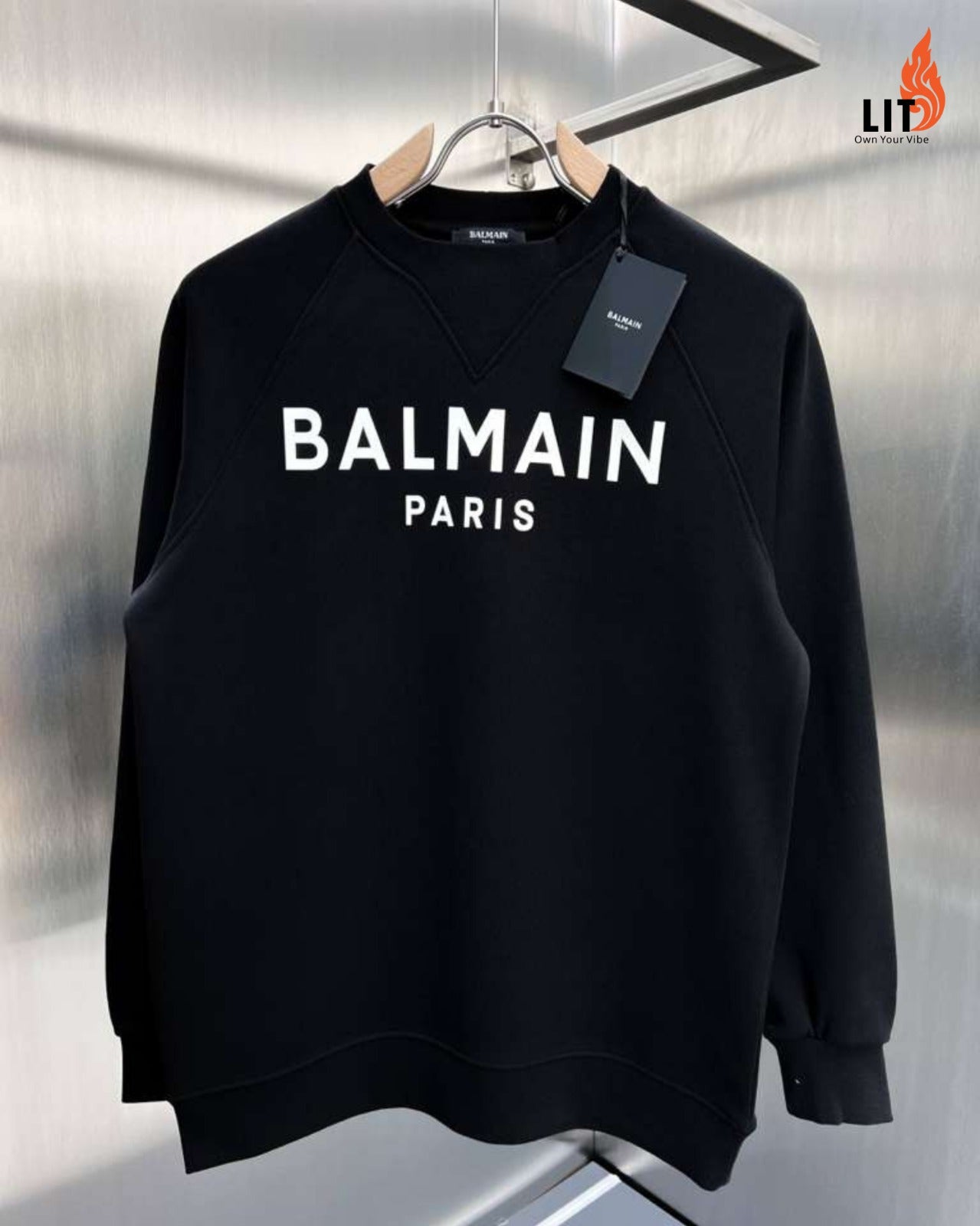 Balmain Logo crewneck ribbed finish