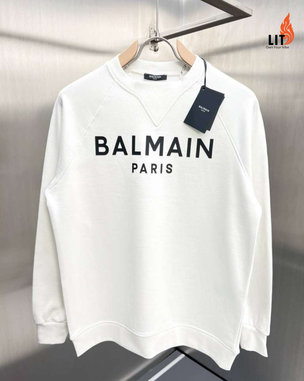Balmain Logo crewneck ribbed finish