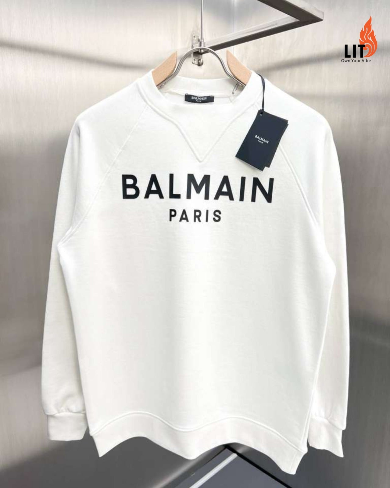 Balmain Logo crewneck ribbed finish