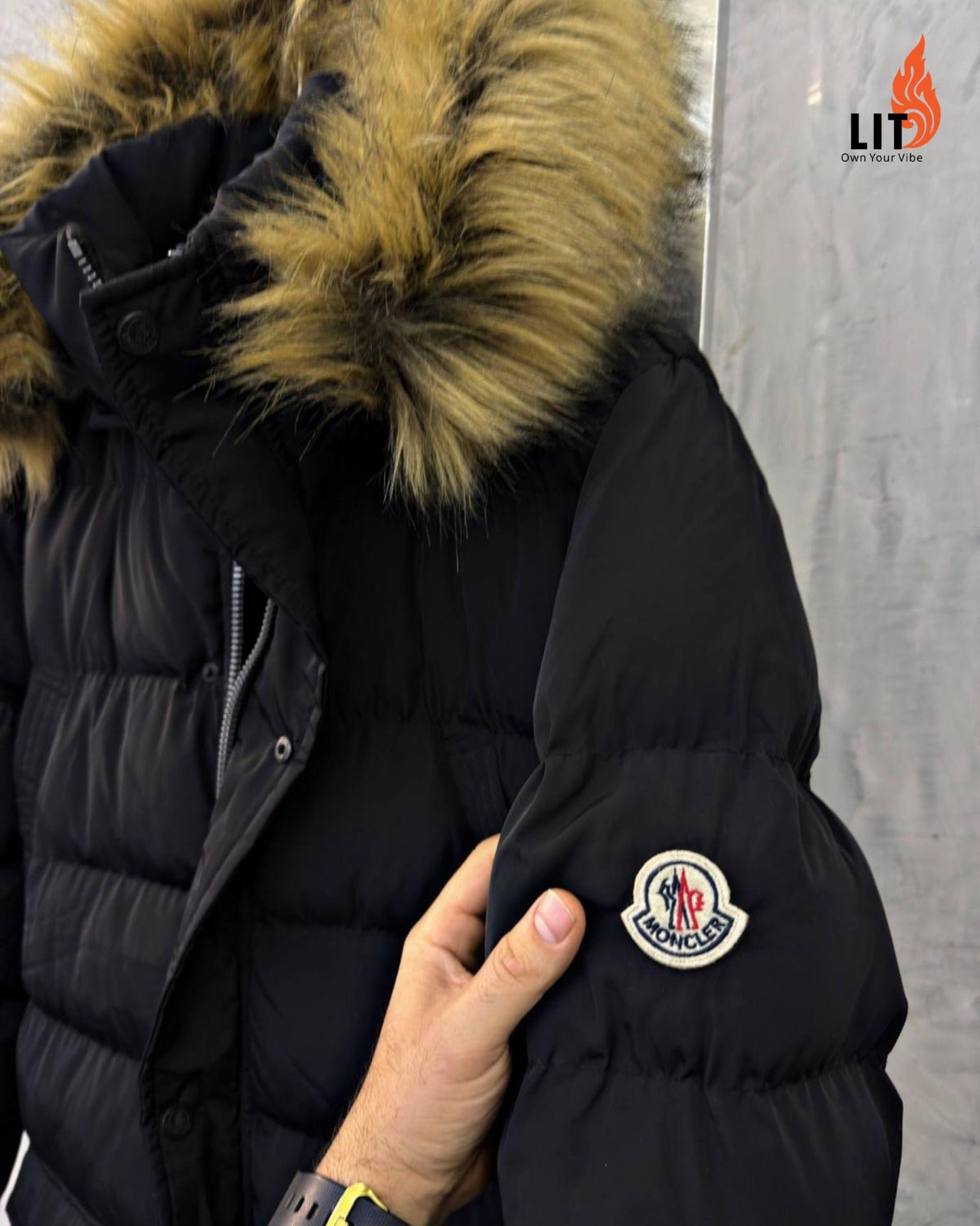 Moncler Mayaf Faux Fur Trim Hooded Down Puffer Jacket