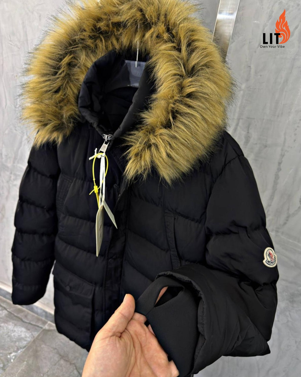 Moncler Mayaf Faux Fur Trim Hooded Down Puffer Jacket